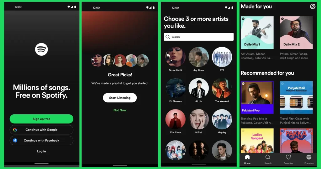 Interface of spotify 