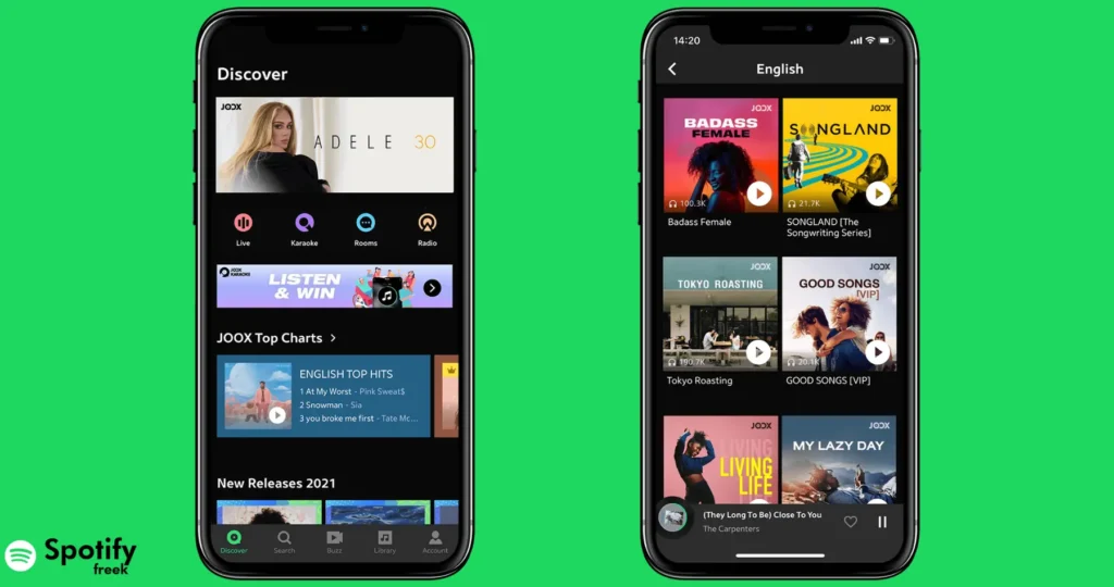 spotify vs joox: interface of joox